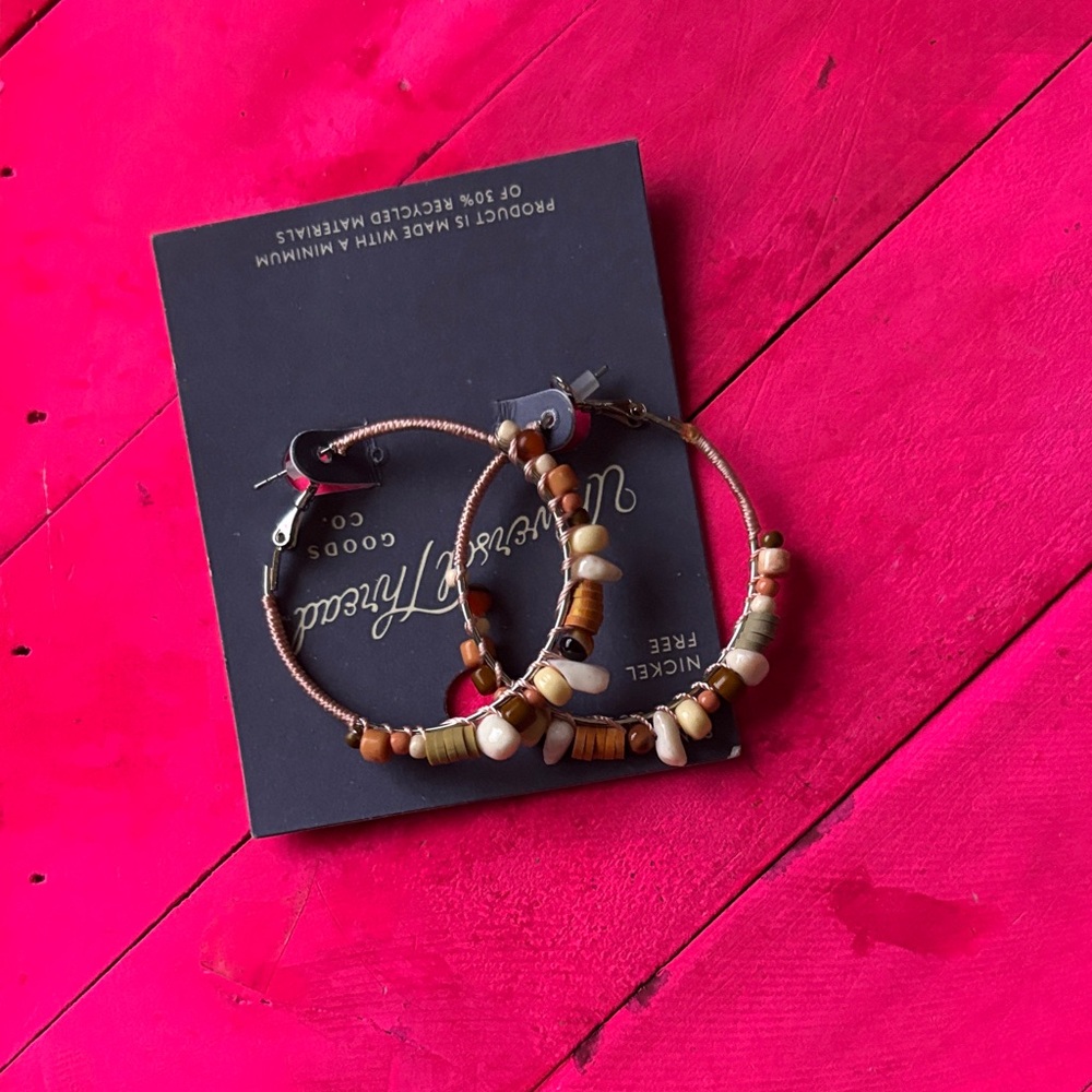 Universal Thread Earthy Beaded Hoop Earrings